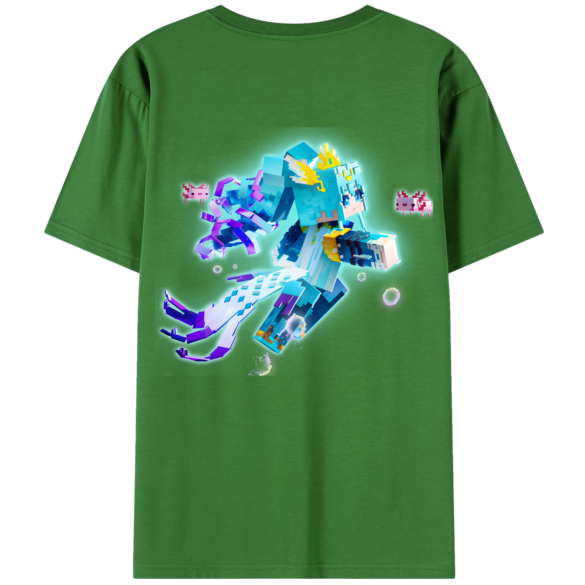 （画像用） マインクラフト ブロックの世界 Minecraft MC Block world レディース半袖Tシャツ(バックプリント)
